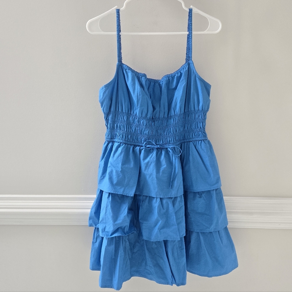 Aritzia Wilfred Blooming Poplin Dress Size Large Blue Dress